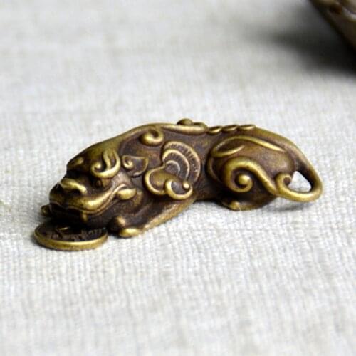 Pure Brass Money Collusion To Attract Money Mink Solid Pendant Pendant Key-fastener Pendant Antique Weighs 0.1kg