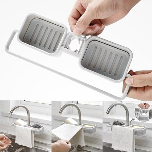 Hot Sink Hanging Storage Rack Storage Holder Sponge Bathroom Kitchen Faucet Clip Dish Cloth Clip Shelf Drain Dry Towel Organizer