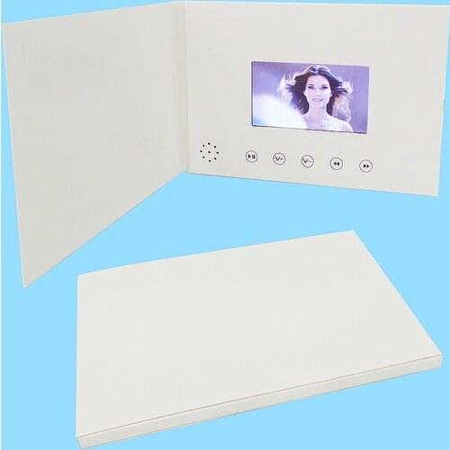 Creatives invitation 4.3 Inch LCD Video Brochure White Card Blank Card for Advertising, video greeting card ,video mailer folder