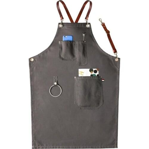 Simple PU Apron Stain-Resistant Waterproof with Two Waist Pockets Chef Baking Cooking Hairdresser Florist