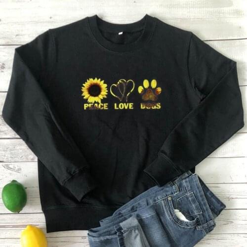 Peace Love Dog Colored Print Sweatshirt High Quality Long Sleeve Graphic Dog Mom Pullovers Cute Women Christian Sweatshirts