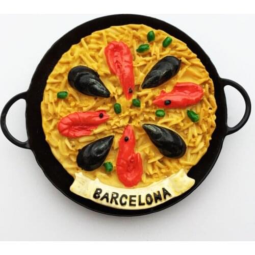 QIQIPP Spain Barcelona snacks iron pot seafood risotto tourism commemorative crafts painted magnetic refrigerator stickers