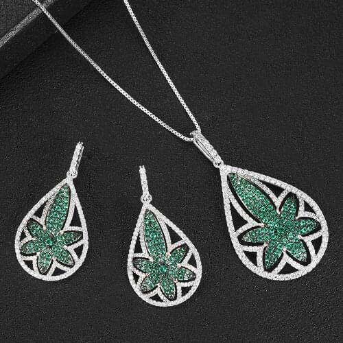 LARRAURI Super Luxury Nigerian Necklace Pendant For Women Wedding Bridal Cubic Zircon Dubai Silver PARTY WEDDING Jewelry 2019