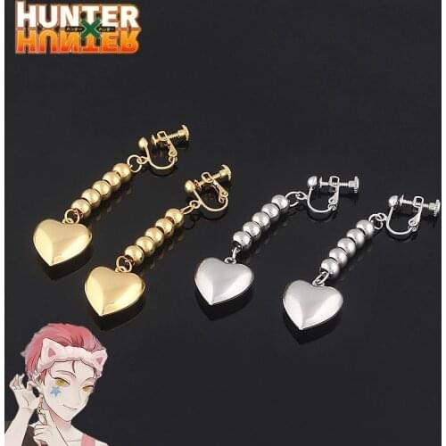 Anime Earring HUNTER x HUNTER Hisoka Cosplay Golden Heart Cosplay Costume Prop Earrings Jewelry Gifts for men women Christmas