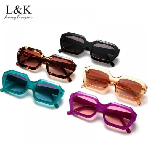 LongKeeper Fashion Irregular Rectangle Sunglasses Women Brand Design Colorful Gradient Sun Glasses For Men Square Eyewear Shades