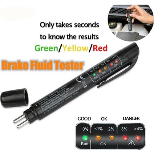 Car Liquid Testing Brake Fluid Tester Vehicle Test 5 Leds Display Indicator Pen Check Crake Oil Quality Auto Diagnostic Tools