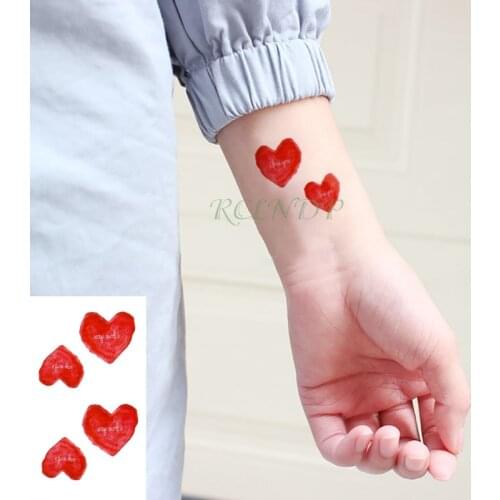 Waterproof Temporary Tattoo Sticker red heart love geometric patterns art tatto flash tatoo fake tattoos for girl men women kid