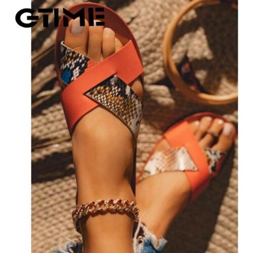 Summer Shoes 2021 Women Sandals Fashion Cross Strap Beach Shoes Woman Slides Open Toe Comfort Flat Female Outdoor #SJPAE-335