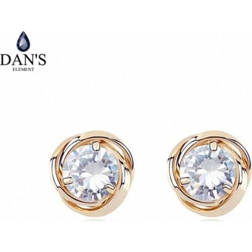 DANS ELEMENT 3 Colors Real Big Brand AAA Zirconia Micro Inlays Stud Earrings for Women Flower 95335white