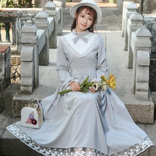 2018 Autumn Women dress Elegant Swing hem Long Sleeve Vintage Retro Plaid Tunic Vestidos