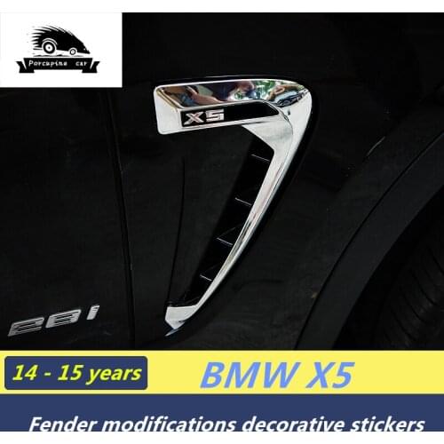 2pcs Chrome ABS Side Wing F15 Fender Air Flow Cover Venting For BMW X5 2014-2017
