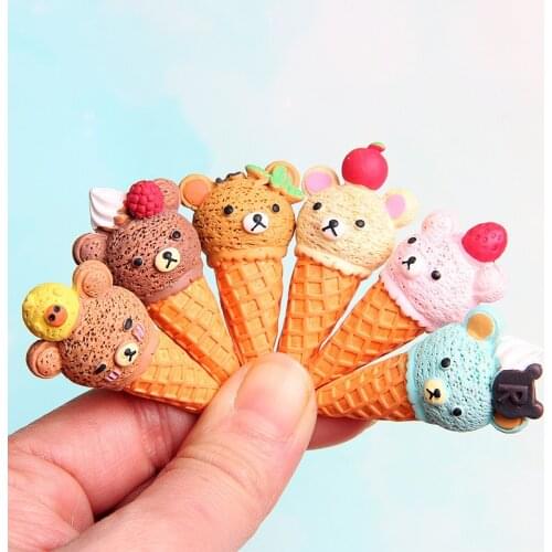2pcs/lot Cute Scale Miniature Resin Ice Cream Cone Pretend Food For Dollhouse Play Kitchen Food