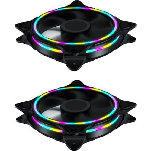 120mm Colorful LED Case Fan Silent Fan for Computer Cases CPU Coolers and Radiators Ultra Quie 2 Pack