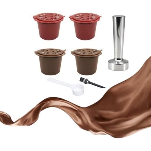 4PCS Coffee Filter 20ml Reusable Refillable Coffee Capsule Filters For Nespresso With Spoon Brush Kitchen Accessories