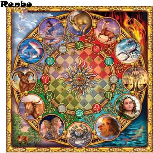 12 zodiac Mandala 5d Diy Diamond Painting Universe Meditation Diamond Cross Stitch Full Square Embroidery Needlework wall decor