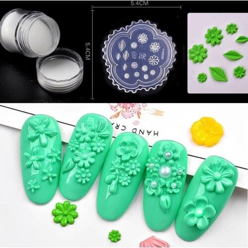 10ML White Acrylic Powder +3D Acrylic Mold Deep for Nail Art DIY Design Silicone Nail Art Manicure Beauty Flower Acrylics Nails