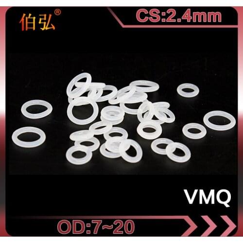 White Silicon O-Ring 10PCS/lot Silicone/VMQ CS2.4mm OD7/8/9/10/11/12/13/14/15/16/17/18/19/20mm Rubber Seal Gasket Rings Washer