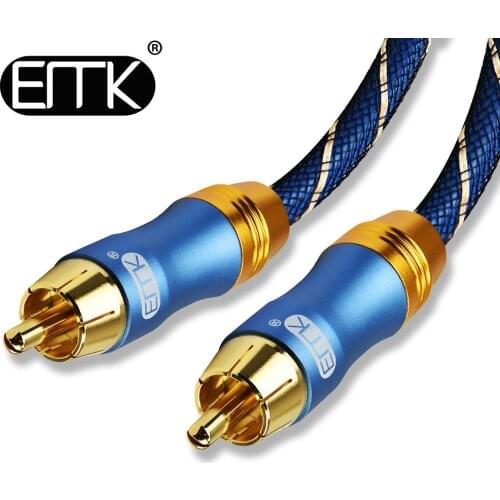 EMK Digital Audio Coaxial Cable OD8.0 6.0 Premium Stereo Audio Rca to Rca Male Coaxial Cable Speaker Hifi Subwoofer Cable AV TV