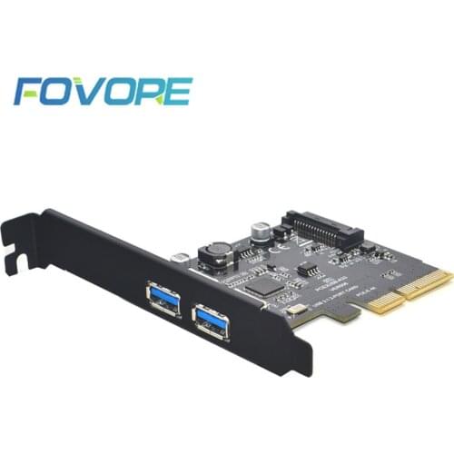 Add On Cards SuperSpeed 10Gbps USB 3.1 2 Port PCIE Card 15pin SATA Power Connector PCI E Adapter ASM3142 Chipset USB HUB
