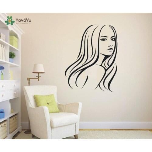 Home Decor Hair Beauty Salon Girl Wall Decal Hair Stylist Woman Wall Art Sticker Removable Salon Living Room Wall Decal YO-9