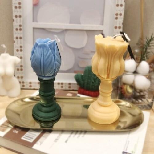 Flower Candle Mold Cylindrical Scented Candle Making Hand-made Diy Resin Clay Soap Chocolate Fondant Mold Home Decor