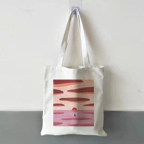 Women Canvas Shoulder Bag Fairy Tales Print Daily Shopping Bags Students Books Bag Thick Cotton Cloth Handbags Tote For Girls