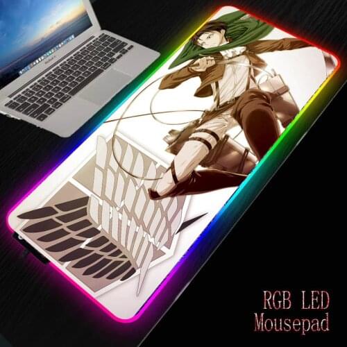 Attack on Titan Anime Gaming RGB MousePad Large Locking Edge Speed Game Gamer LED Mouse Pad Soft Laptop Notebook Mat for CSGO