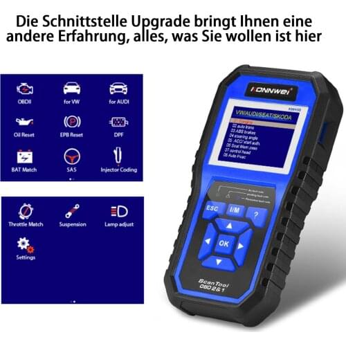 KONNWEI KW450 OBDII Scanner Code Reader Engine Fault Reader Erase/Reset Fault Codes Diagnostic Scanner for VW A-udi Skoda