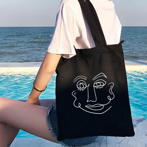 Korean Harajuku Canvas Handbag Womens Shoulder Bag Fashion Casual Shopping Bags Large Capacity Eco Custom Canvas Cloth Tote Bag
