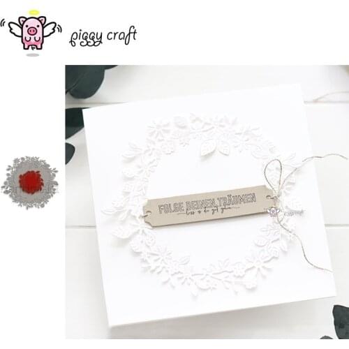 Piggy Craft metal cutting dies cut die mold Flower leaf circle wreath Scrapbook paper craft knife mould blade punch stencils die
