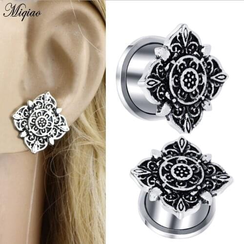 Miqiao 2Pcs 6-20mm Hot Sale New Retro Auricle Stainless Steel Pulley Ear Expansion Body Puncture Jewelry Ear Plugs and Tunnels