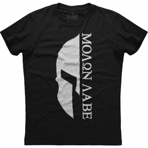 Fashion Spartan Helmet Printed Molon Labe Patriotic T-Shirt. Summer Cotton O-Neck Short Sleeve Mens T Shirt New S-3XL