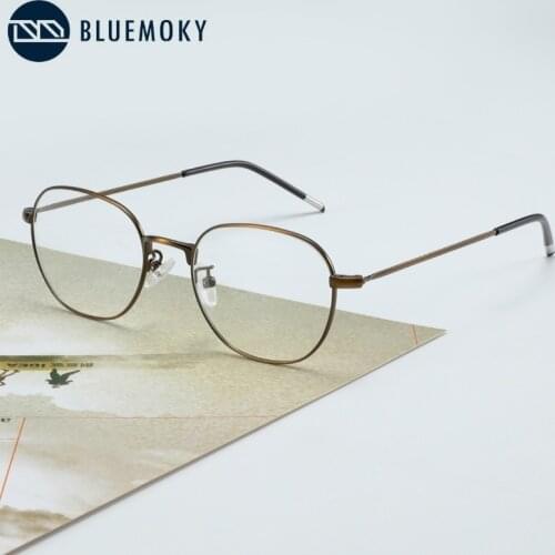 BLUEMOKY Luxury Brand Designer Glasses Frame Round Thin Metal Men Women Prescription Eyeglasses Fashion Myopia Optical Eyewear