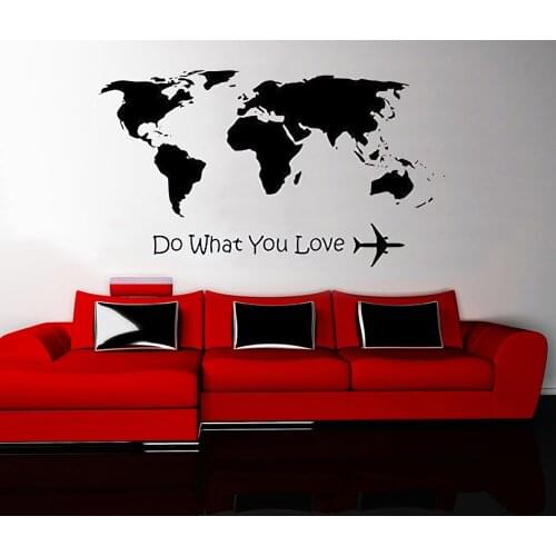 Wall Art Sticker Do What You Love Airplane Wall Stickers World Map Home Decor Living Room Bedroom Sticker RemovablePoster HL315