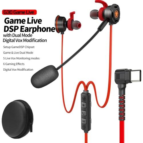 Plextone G30GL Live Headphone USB-C Gaming Headset Microphone KTV Live Earphone in-Ear Type-c Game Earphone Bass with Long Mic