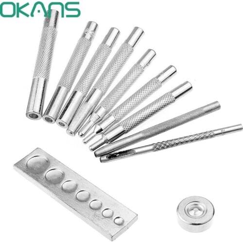 Newest 11pcs Metal Leather Craft Tool Die Punch Snap Rivet Setter Base Kit Set