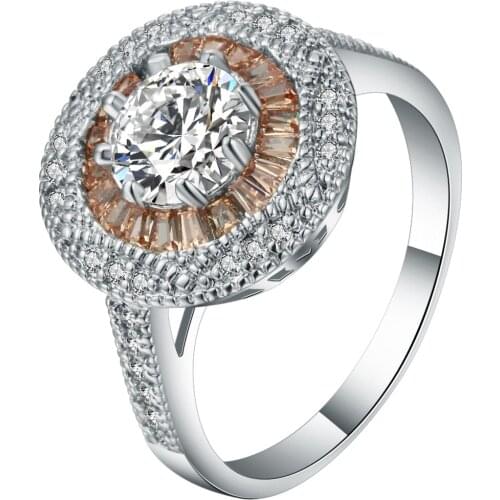 New Fashion Cut Cubic Zirconia Wedding Bands Finger Ring Silver Color Classic Pave Womens Engagement Ring Jewelry Dropshipping