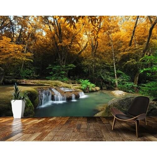 Papel de parede Waterfall and stream in forest natural landscape wallpaper,living room bedroom wall papers home decor mural