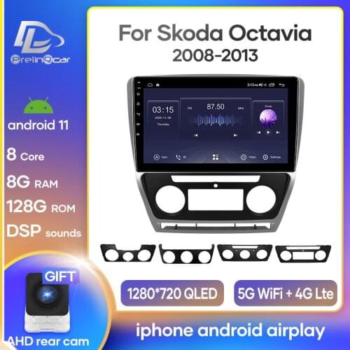 Prelingcar For Skoda Octavia 2 A5 2008 2010 2011 2012 Car Radio Multimedia Video Player Navigation GPS Android10.0 DSP dashboard