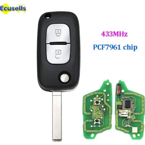 Flip Remote key 2 buttons 433MHZ WITH ID46 PCF7961 CHIP for Renault Megane 3 Scenic 3 Clio 3 Twingo Kangoo Master Modus VA2