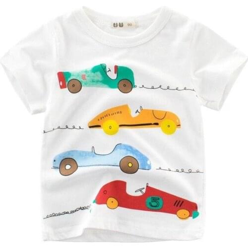 Colorful Cartoon Print White Color T-shirts For Boys and Girls For Beautiful Summer For Children Short Sleeve Top Tee