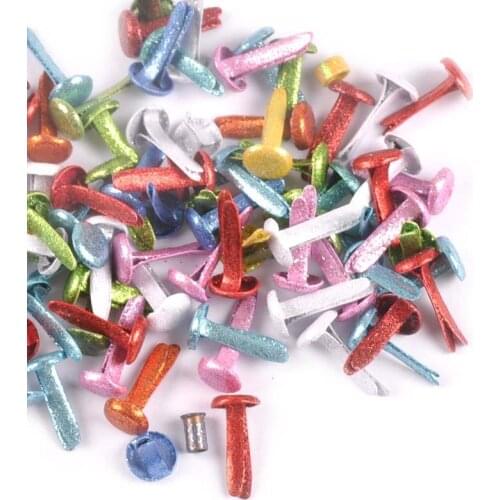 Mix Glitter Powder Round Fastener Brads Scrapbook Paper Crafting Embellishment Metal Crafts For DIY Shoes Decor 100pcs c2160