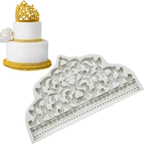 Sugarcraft Baroque Style Crown Silicone Mold Cupcake Topper Fondant Cake Decorating Tools Chocolate Candy Jewelry Polymer Clay