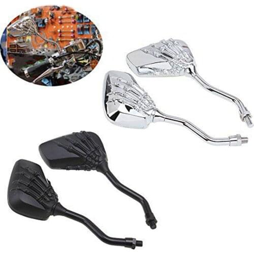 Universal Motorcycle Rearview Mirror Chrome Retroviseur Moto Mirrors Skeleton Skull Rearview Scooter Mirrors Motor Accessories