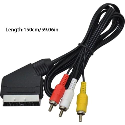 High Quality 1.8m/6Feet RGB Scart To 3 RCA Video Cable For NES For FC L41E