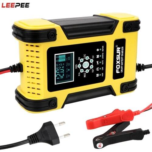 Lithium Iron Battery Lead-acid Battery Charger 12V/12A Motorcycle Car Battery Charger Digital LCD Display 7 Stage AGM