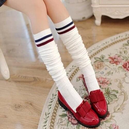 Womens Sexy Autumn Warm Vertical Striped Thigh High Socks Cotton Slimming Knee Socks for Women sexy stocking