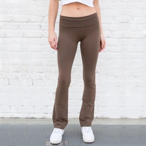 Women Wide Waist Flare Jersey Trousers A005