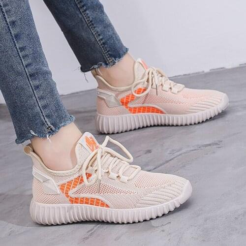 Women Mesh Breathable Sports Shoes Fly Woven Casual Running Shoes Womens All-match Coconut Shoes Outdoor Lightweight Sneakers