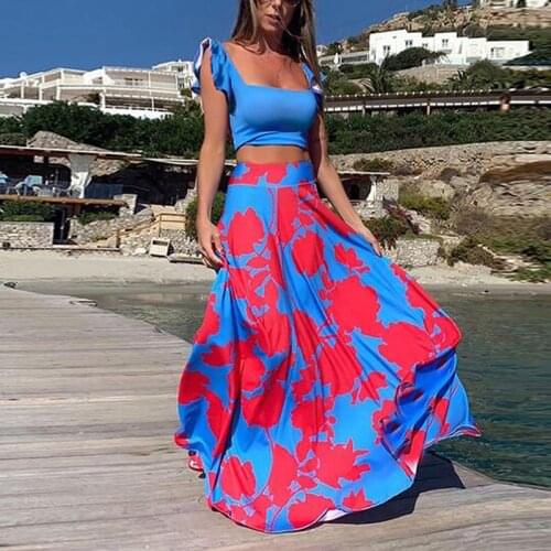 Boho Sexy Maxi Dress Plus Size 3XL Dress Lady Two Piece Set Beach Dresses Elegant Summer Dress For Women Vestidos De Mujer A870